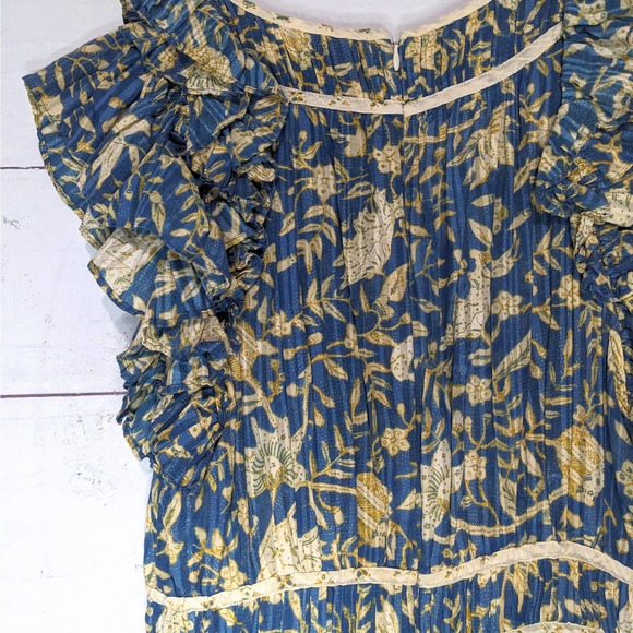 Ulla Johnson Endah Cotton Floral Print Ruffle Playsuit Romper Women's Size 6 - Picture 8 of 16